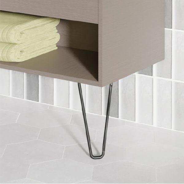 Meuble salle de bain avec vasque poseeYOKO. Opción Blanco, Roble y Fumé. Patas