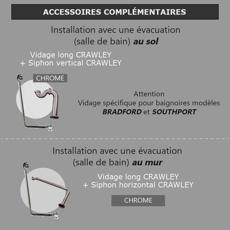 Baignoire sur pieds en fonte BRADFORD Blanche