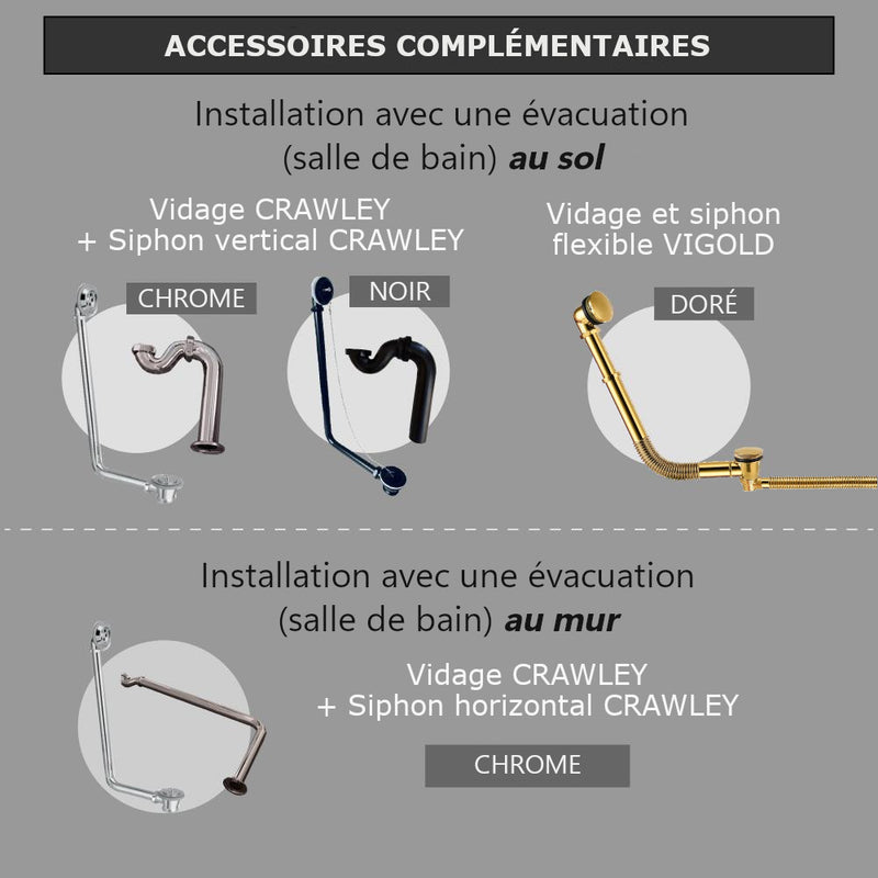 Baignoire sur pieds en fonte PLYMOUTH Blanche