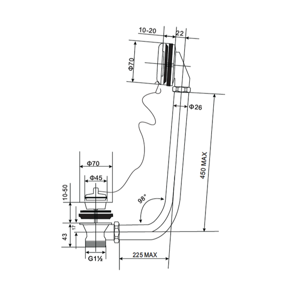 Vidage pour baignoires anciennes CRAWLEY - Le Monde du Bain