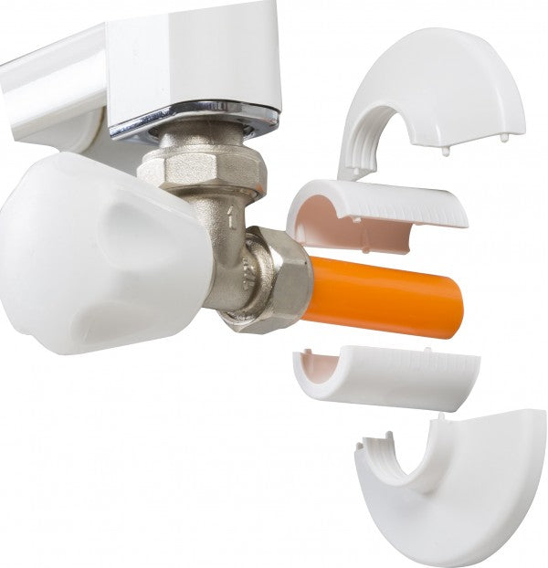 Cache tuyau mural sèche-serviette blanc