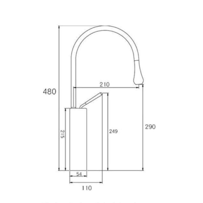 Dimensions - Mitigeur rehaussé pour vasque CALGARY or brossé - Le Monde du Bain
