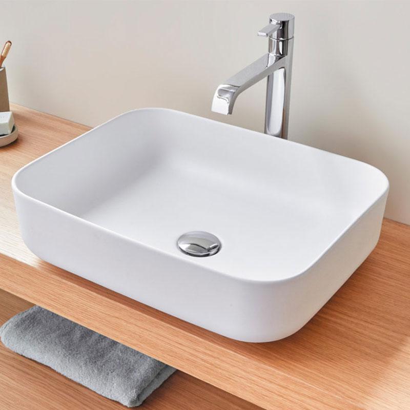 Vasque à poser en céramique CATANIA blanc mat - rectangle - Le Monde du Bain