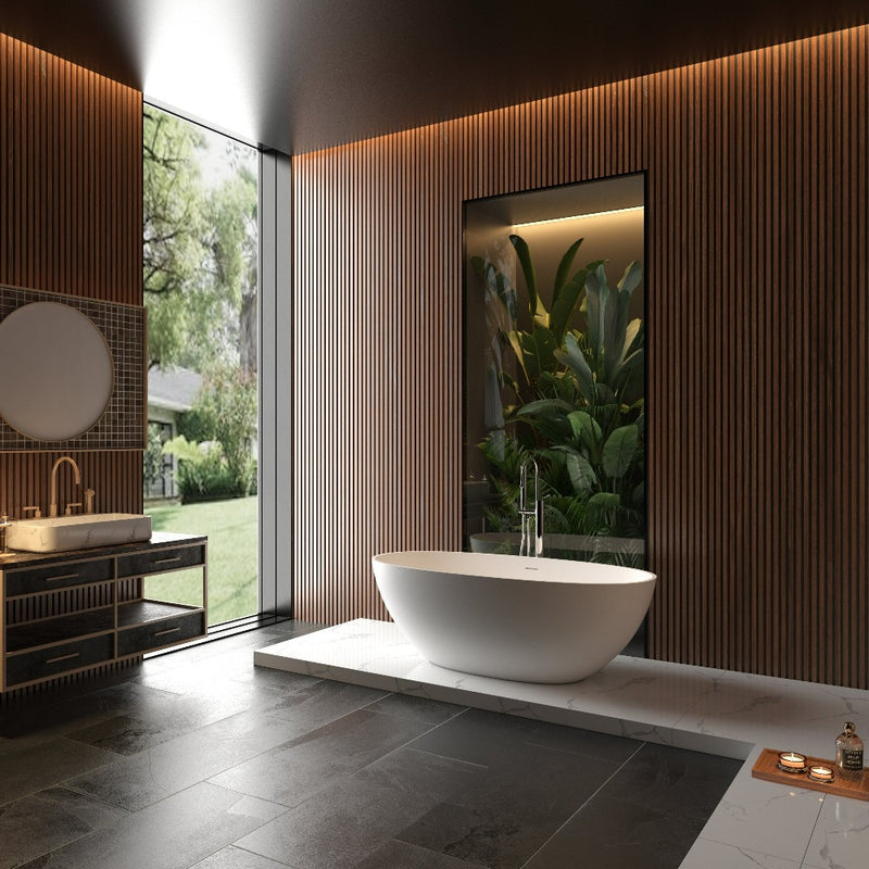 Baignoire îlot design en solid surface ovale MALMO - Le Monde du Bain