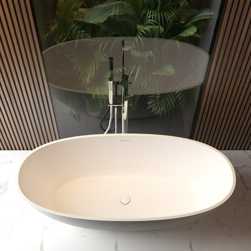Baignoire îlot design en solid surface ovale MALMO - Le Monde du Bain