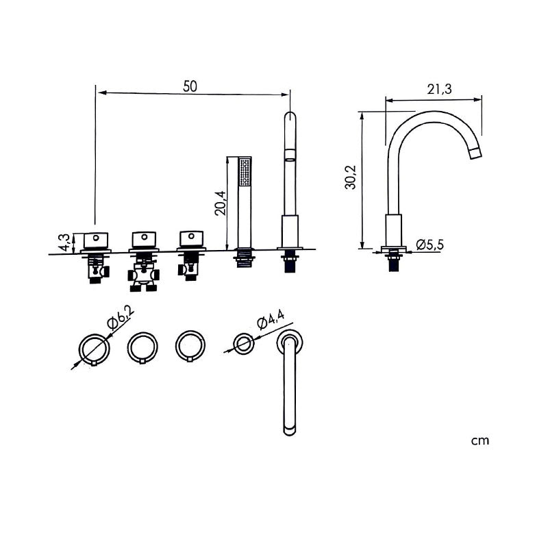Baignoire design semi-îlot rectangulaire TRENTO MURO blanche