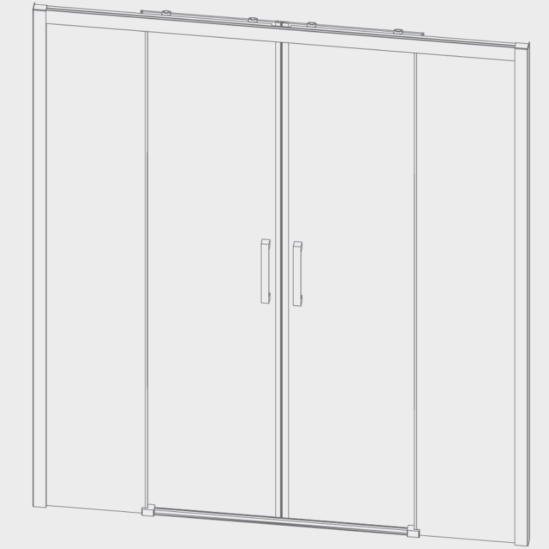 Dessin paroi de douche 2 verres fixes 2 portes coulissantes S400