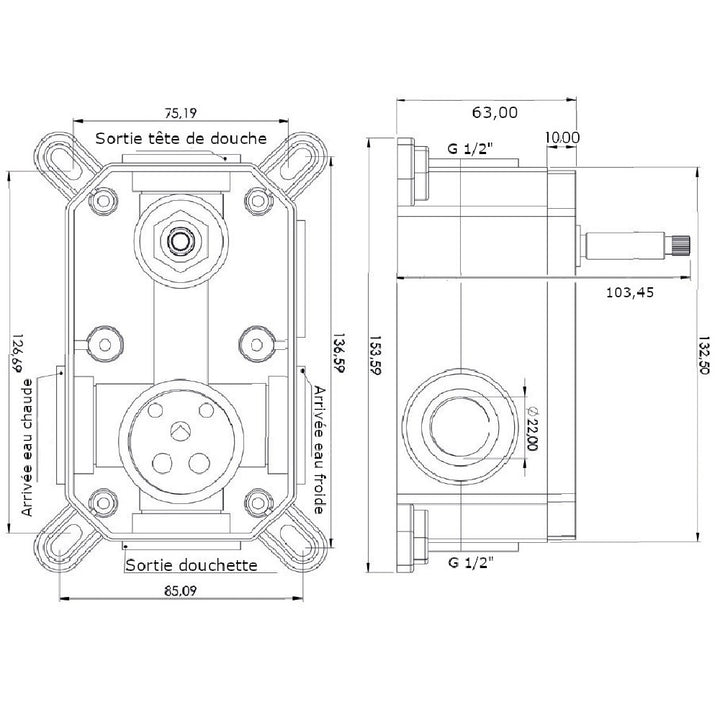 Dimensions boitier d&