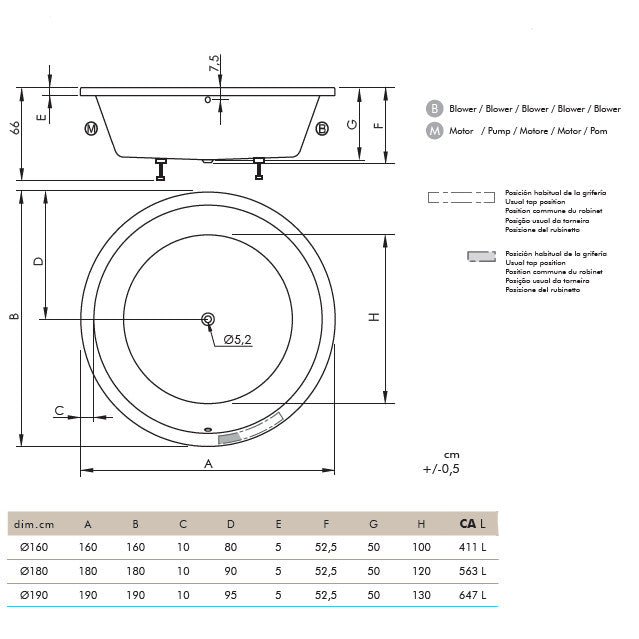 Baignoire îlot ronde NOA blanche