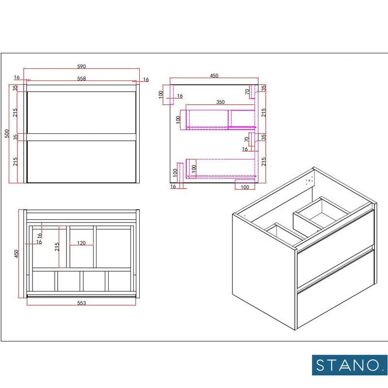 Meuble salle de bain design simple vasque FORTINA largeur 60 cm, chêne clair