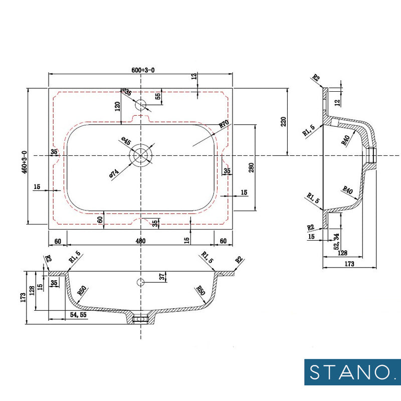 Meuble salle de bain design simple vasque FORTINA largeur 60 cm, blanc