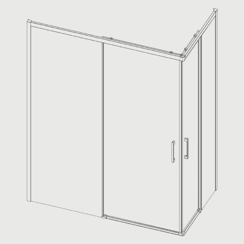 Paroi de douche accès en angle 2 verres fixes + 2 portes coulissantes YOKO