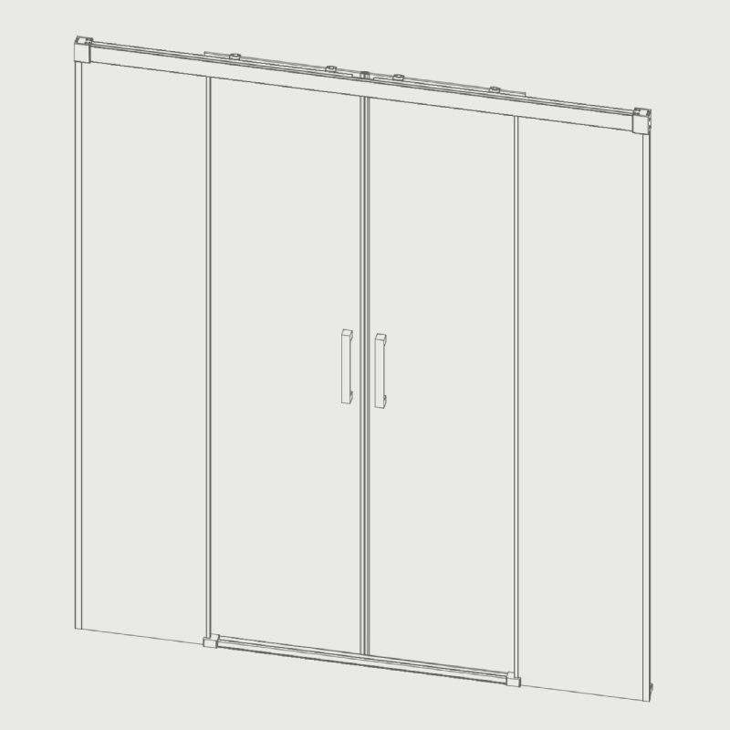 Paroi de douche 2 verres fixes + 2 portes coulissantes GLASÉ