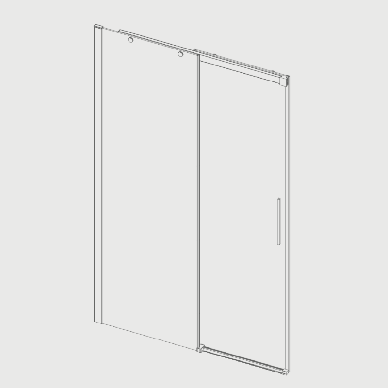 Paroi de douche fixe + Porte coulissante LUNA profil noir mat verre fumé