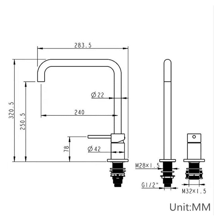 Robinet mitigeur lavabo 2 trous ORUNE or brossé