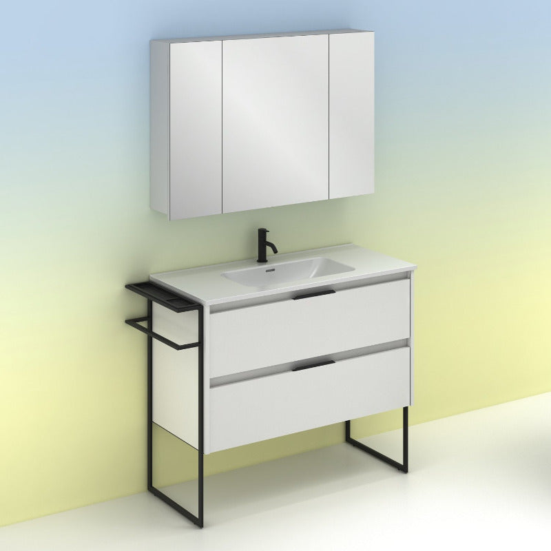 Meuble salle de bain KEIKO 100 cm.Blanc brillant