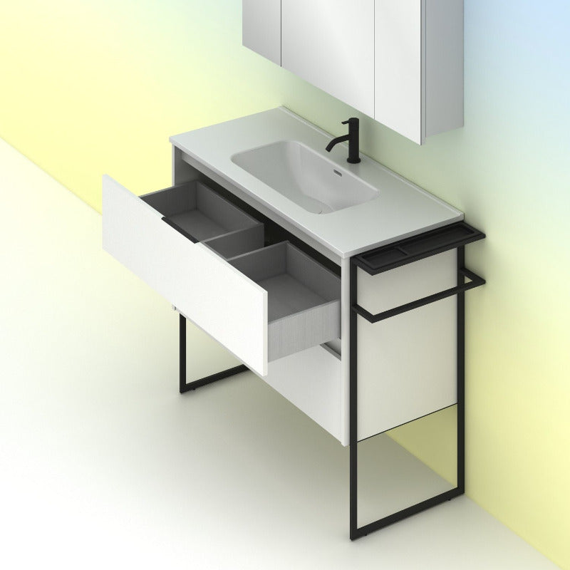 Meuble salle de bain KEIKO 100 cm. Blanc brillant