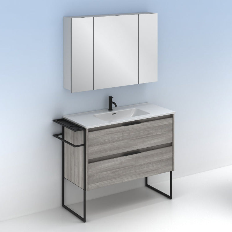 Meuble salle de bain KEIKO 100 cm. Gris sablé