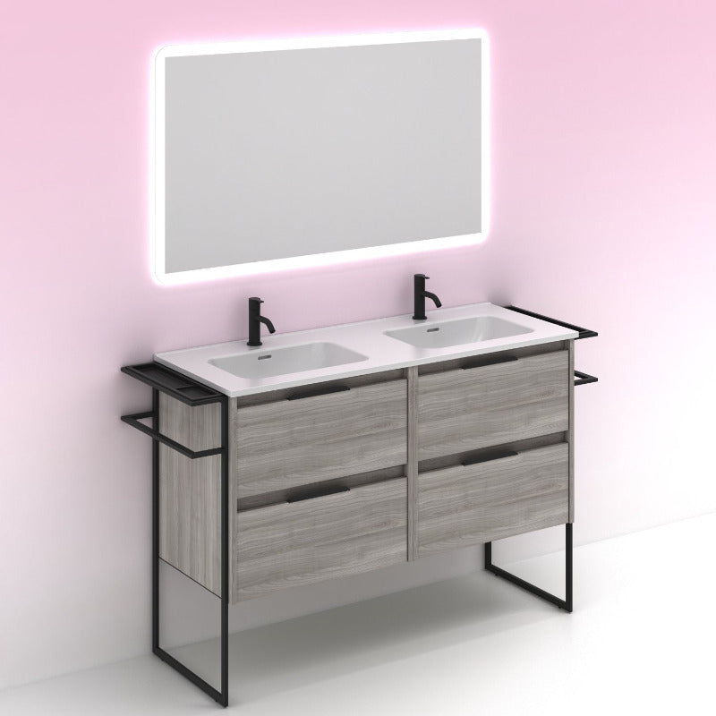 Meuble salle de bain double vasque KEIKO 120 cm. Gris sablé