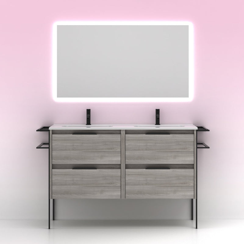 Meuble salle de bain double vasque KEIKO 120 cm. Gris sablé