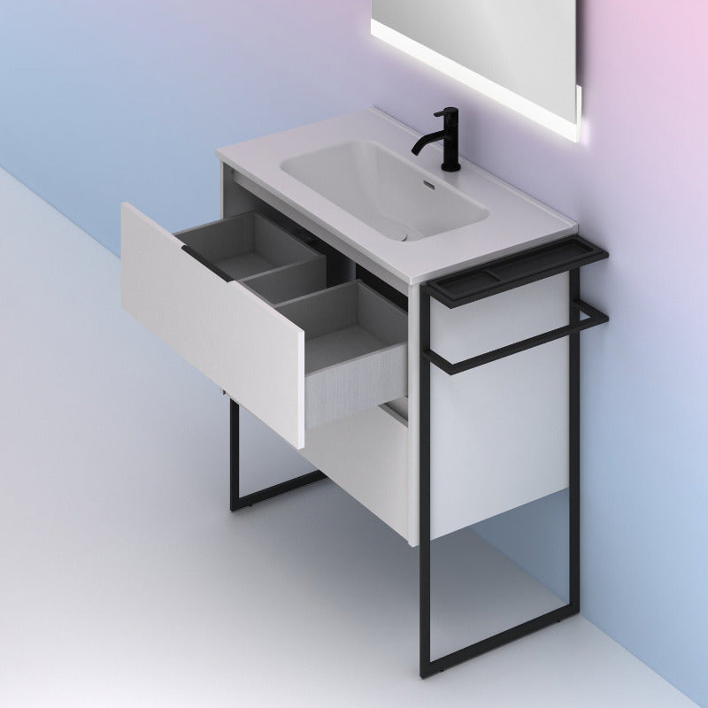 Meuble salle de bain KEIKO 80 cm. Blanc brillant