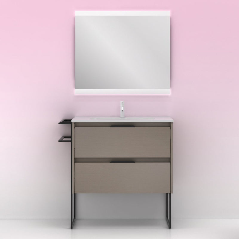 Meuble salle de bain KEIKO 80 cm. Fumé sablé