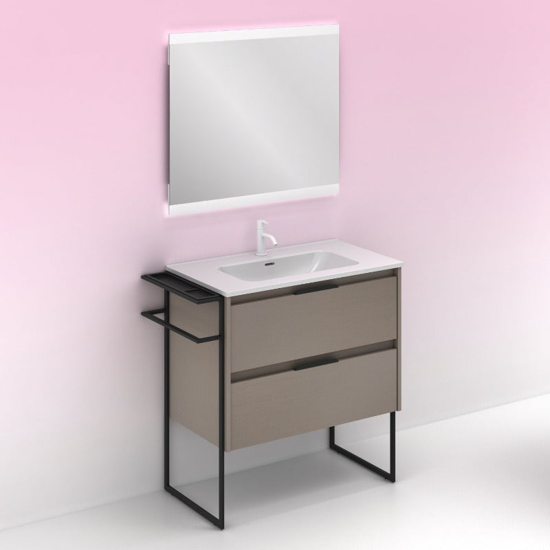 Meuble salle de bain KEIKO 80 cm. Fumé sablé