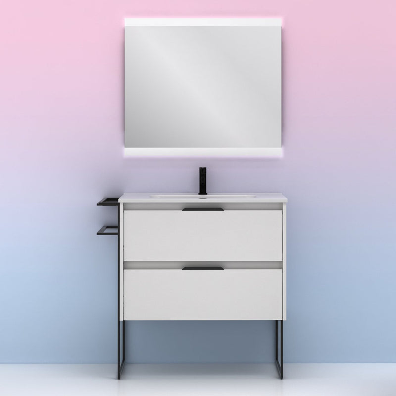 Meuble salle de bain KEIKO 80 cm. Blanc brillant