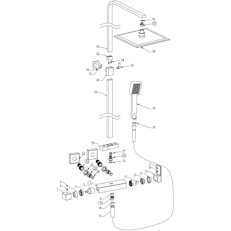 Colonne de douche mitigeur MANZO noir mat