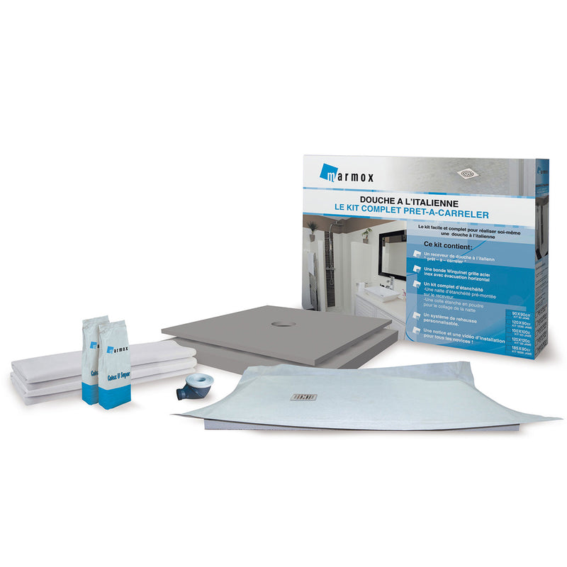 Kit complet receveur à carreler FLATBOARD 4 pentes 90x185 cm