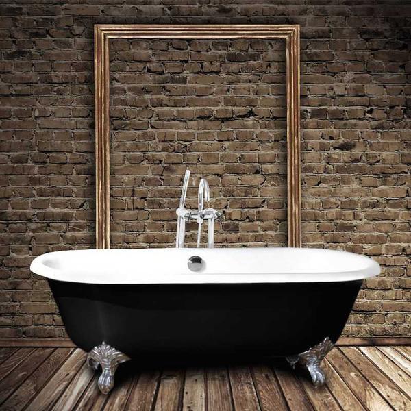 Baignoire ancienne en fonte PLYMOUTH Noire - Le Monde du Bain | Pieds chromés