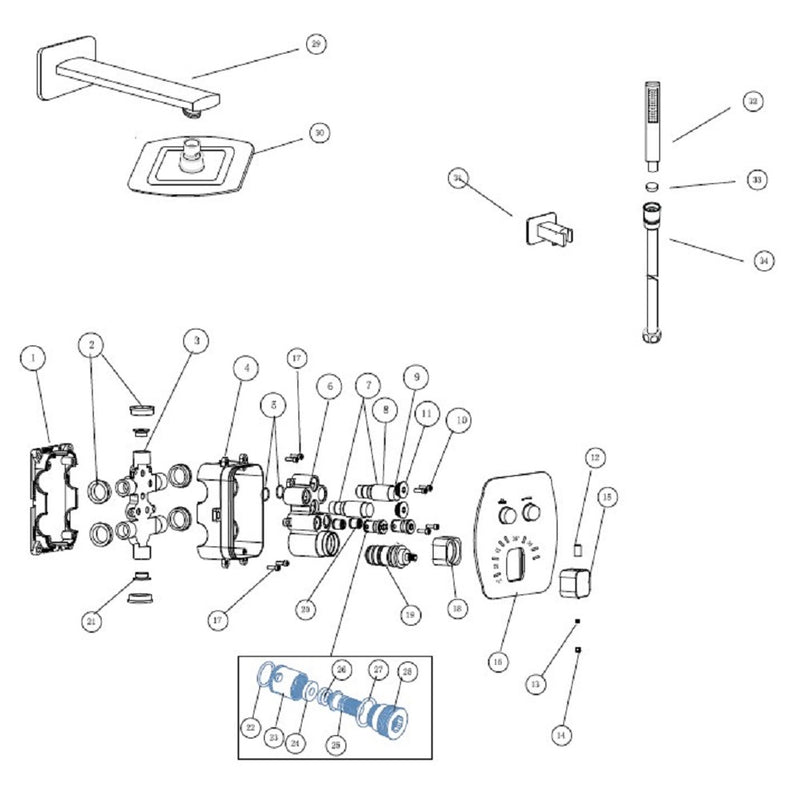 Kit de douche thermostatique encastré HIDRA chromé