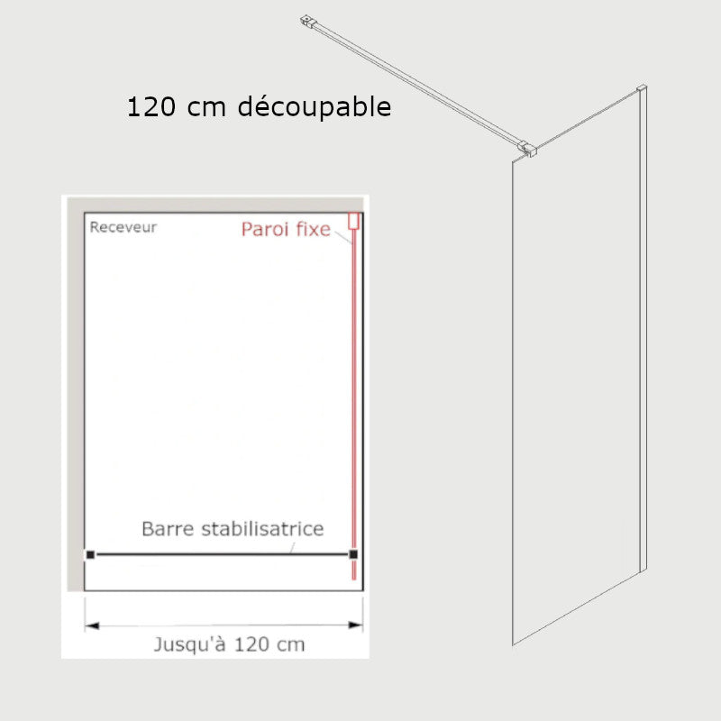 Barre de stabilisation paroi de douche 120 cm