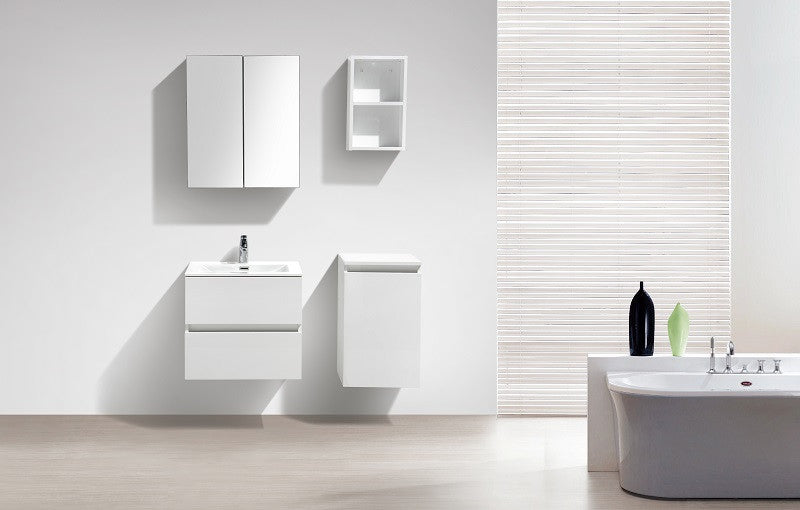 Meuble salle de bain design simple vasque SIENA largeur 60 cm, blanc laqué - Le Monde du Bain