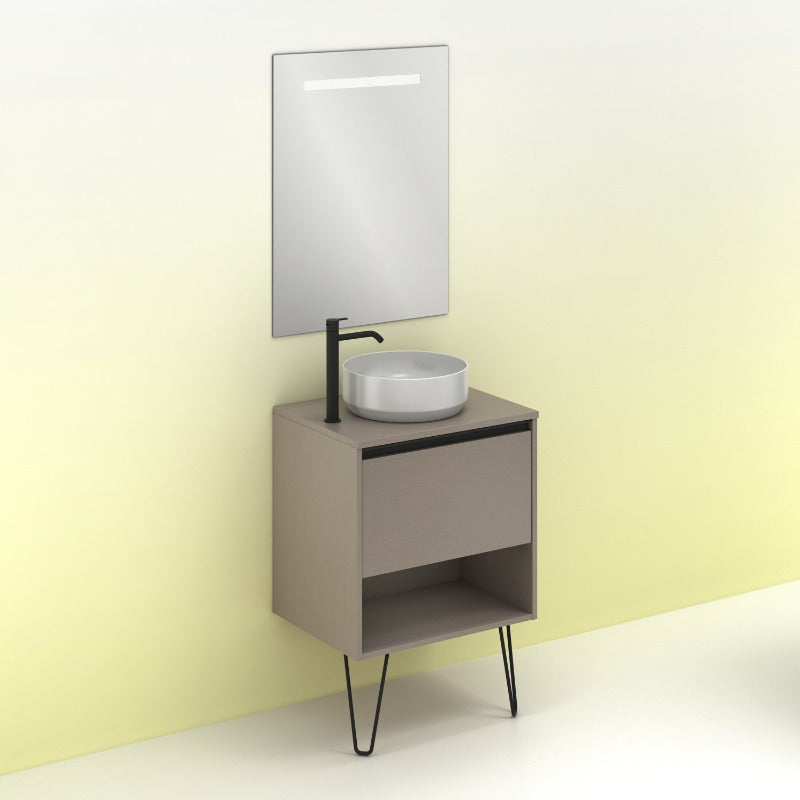 Meuble salle de bainYoko 60 cm. Fumé sablé