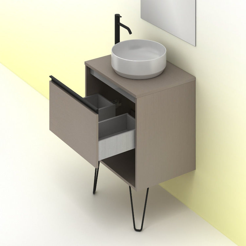 Meuble salle de bainYoko 60 cm. Fumé sablé